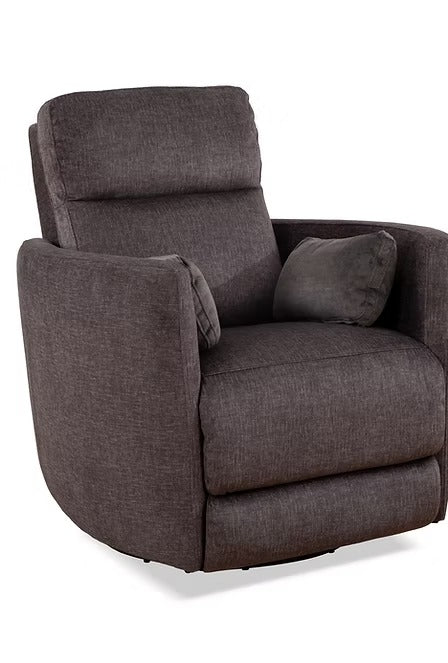 Xelviora Recliner Chair in Soft Gun Metal Fabric with Swivel Glider Mechanism, Hidden Pull Handle &amp; Zero Wallhugger Design