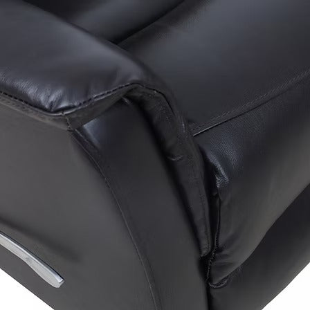 Zyrello Recliner Chair in Soft Blackberry Leather Match with Side-Mounted Steel Pull Handle &amp; Glider Rocking Mechanism