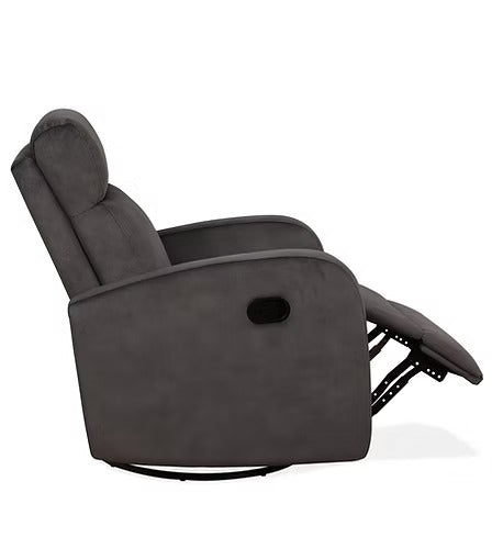 Wervano Recliner Chair with Swivel Glider Mechanism, Zero Wallhugger Design &amp; Soft Charcoal Fabric