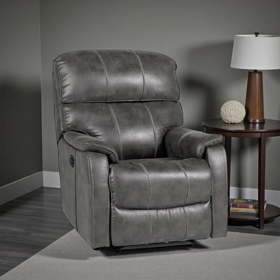 Gavriel Recliner Chair | Granite (Grey) Power Reclining Leathaire Chair