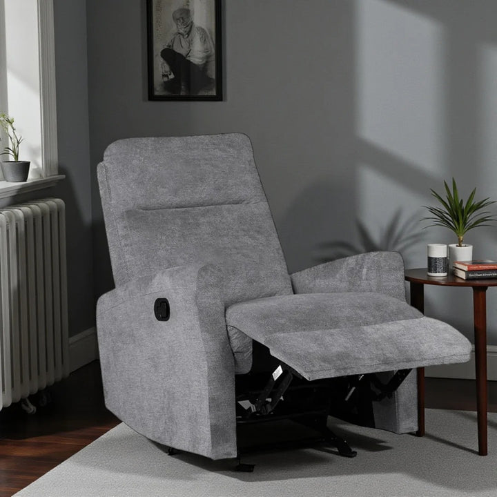 Relaxon Recliner Chair with Manual Recline & Glider | Graphite Microfiber Recliner