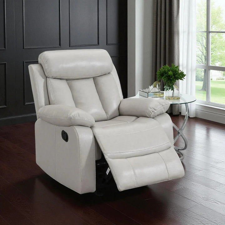 Stravelo Recliner Chair with Manual Recline & Glider | Beige Leathaire Recliner