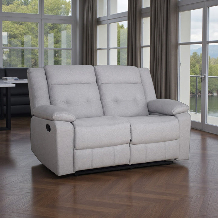 Fioren Recliner Loveseat – Grey Comfort with Timeless Charm