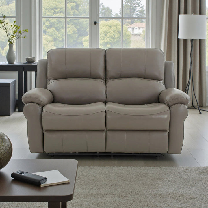 Ravino Recliner Loveseat – Grey Leather Luxury with Power Comfort