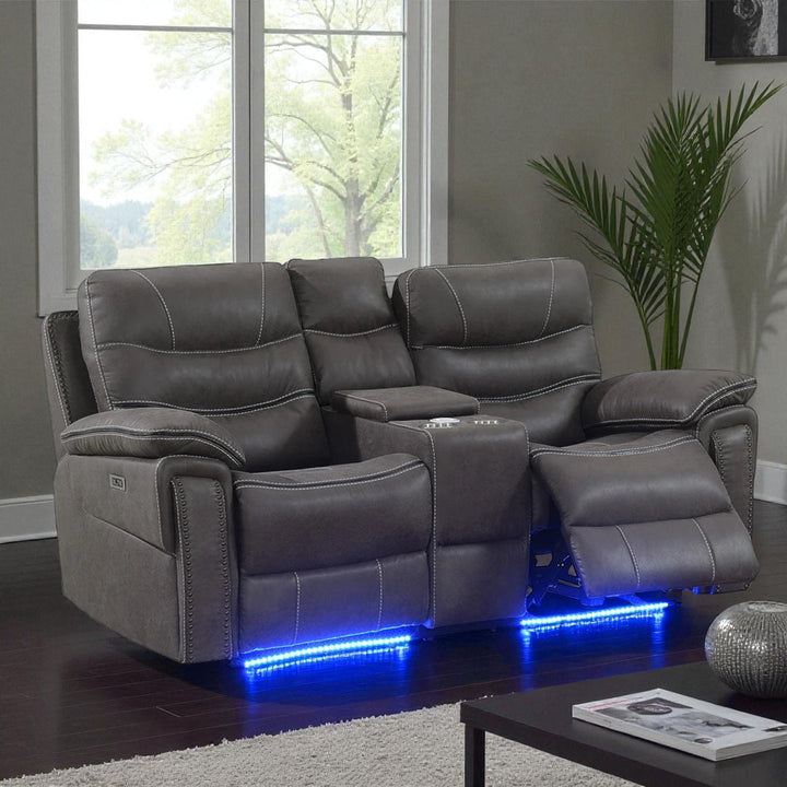 Voltair Recliner Loveseat – Dark Grey Power Luxury with Smart Comfort