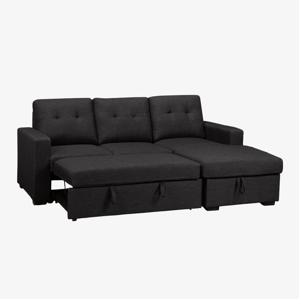 Axis Fabric Upholstered Sectional Sofa Bed - Black | Stylish, Simplistic, Durable, Reversible & Storage Solution