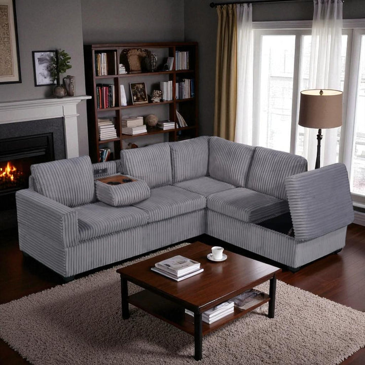 Halo Fabric Upholstered Sectional Sofa With Reversible Corner Chaise - Grey | Stylish, Durable & Build to Last