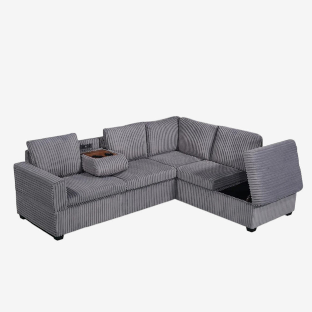 Halo Fabric Upholstered Sectional Sofa With Reversible Corner Chaise - Grey | Stylish, Durable & Build to Last