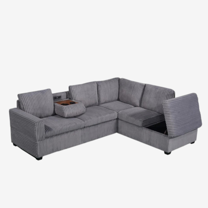 Halo Fabric Upholstered Sectional Sofa With Reversible Corner Chaise - Grey | Stylish, Durable & Build to Last