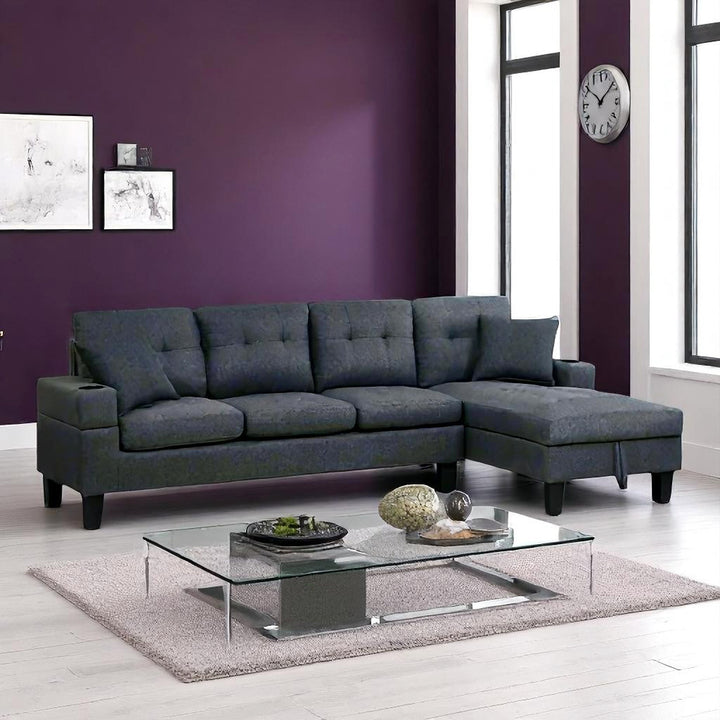 Radiant Fabric Upholstered Sectional Sofa with Storage Chaise - Grey |  Modern, Comfortable & Built to Last
