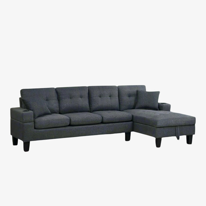 Radiant Fabric Upholstered Sectional Sofa with Storage Chaise - Grey |  Modern, Comfortable & Built to Last