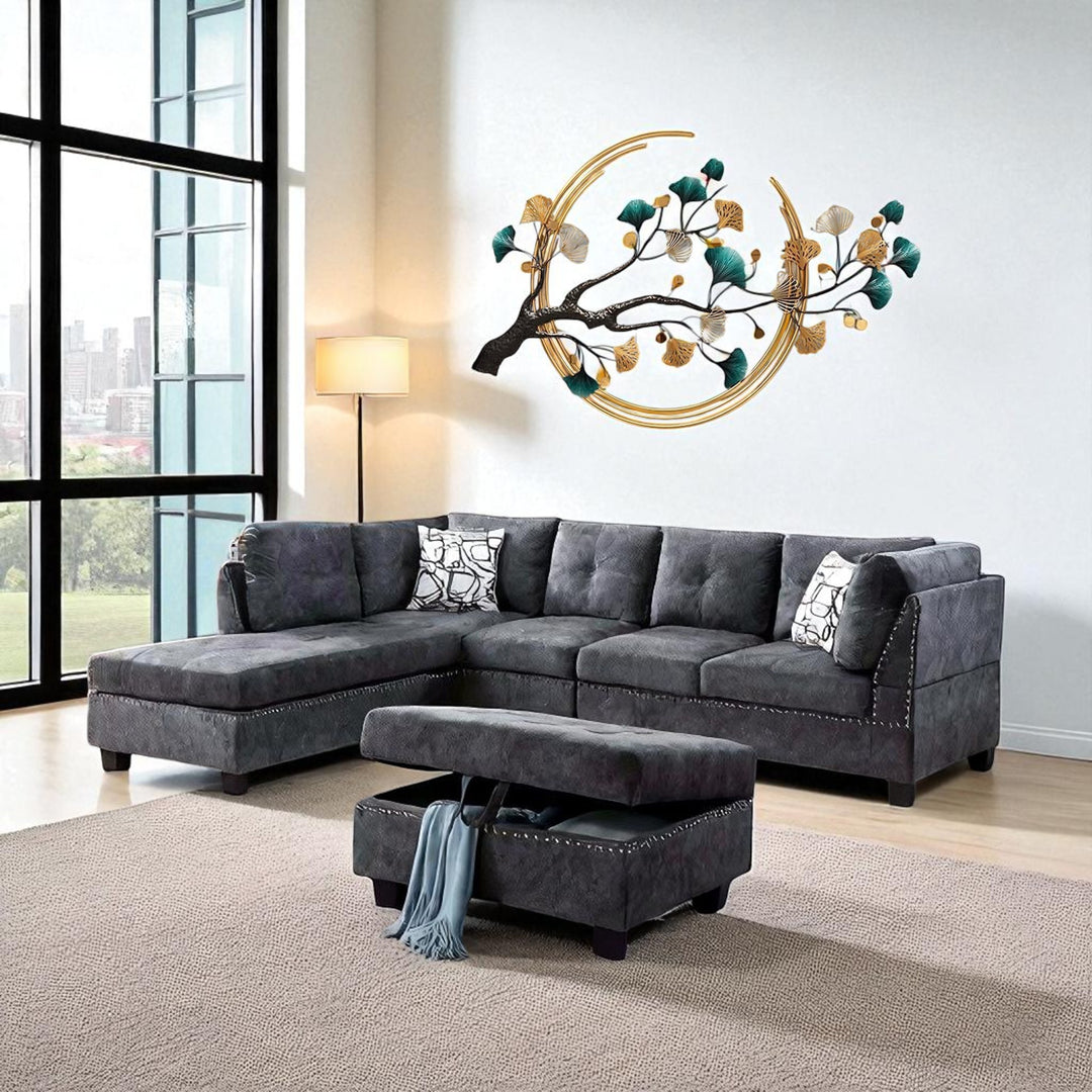 Marlow 4-Piece Sectional Sofa With LHF Chaise & Storage Ottoman - Grey | Timeless,  Sturdy & Comfortable