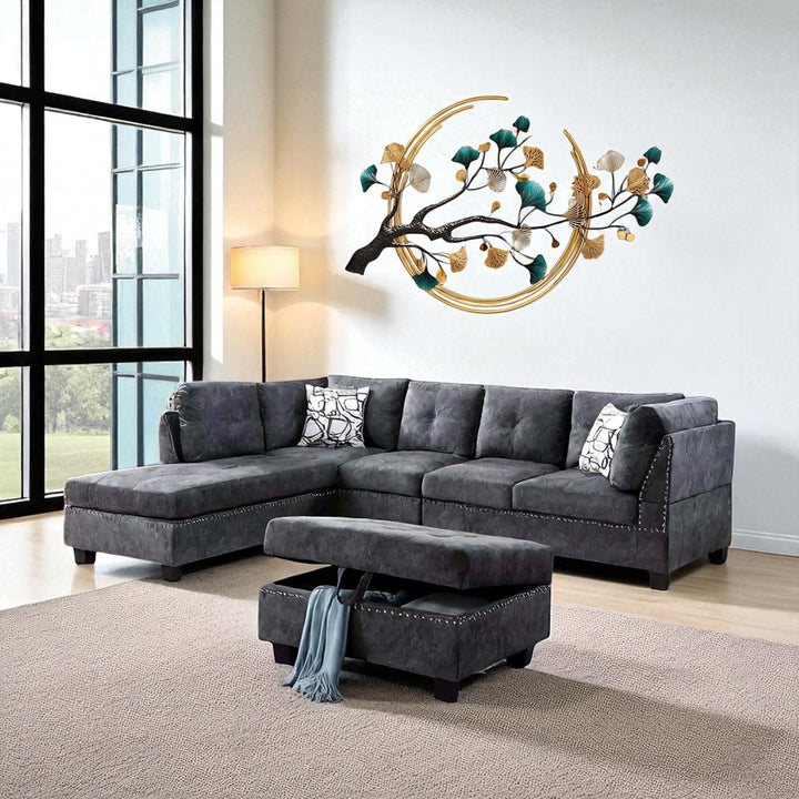 Marlow 4-Piece Sectional Sofa With LHF Chaise & Storage Ottoman - Grey | Timeless,  Sturdy & Comfortable