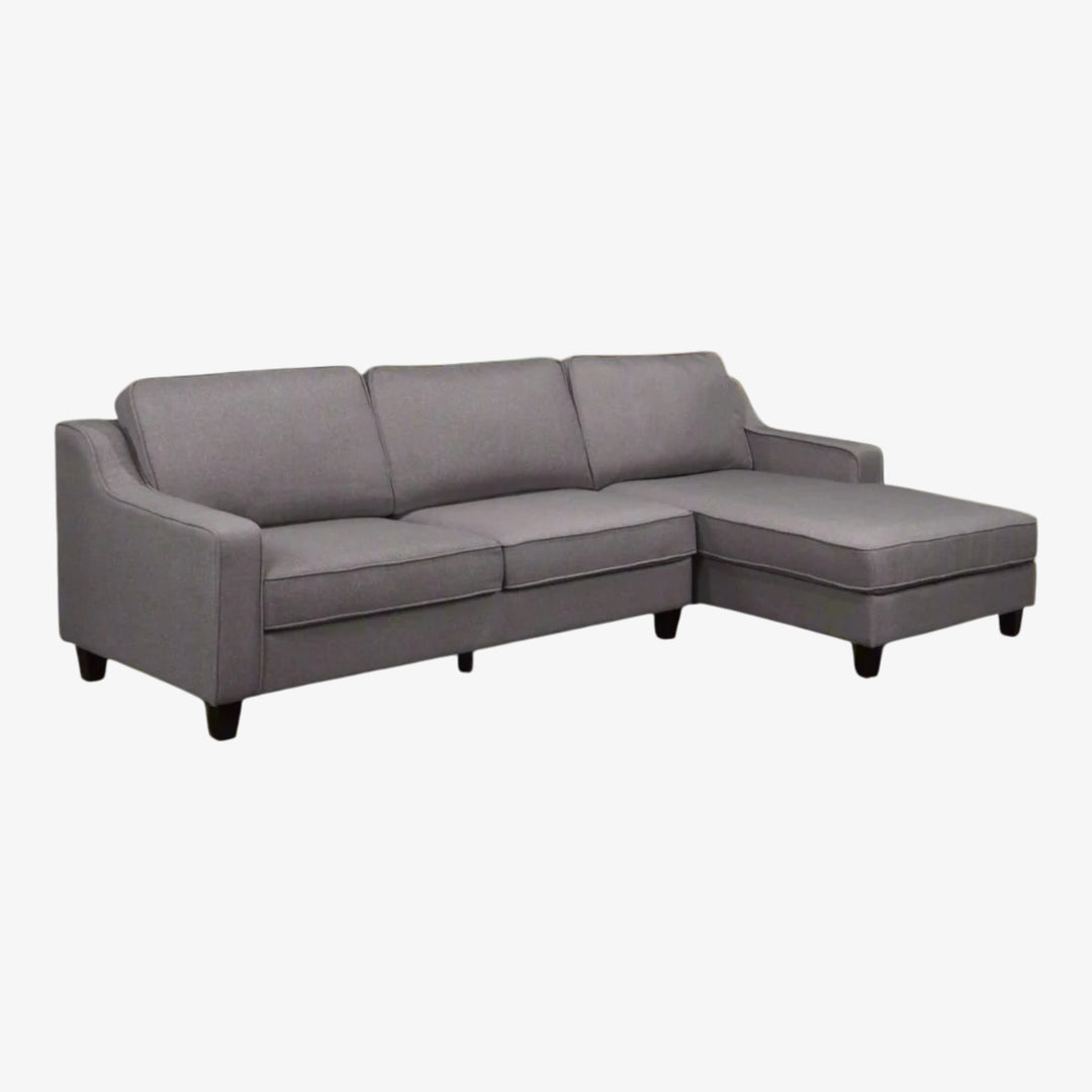 Tempo Fabric Upholstered Sectional Sofa With RHF Chaise - Grey | Modern Appeal with Enduring Comfort