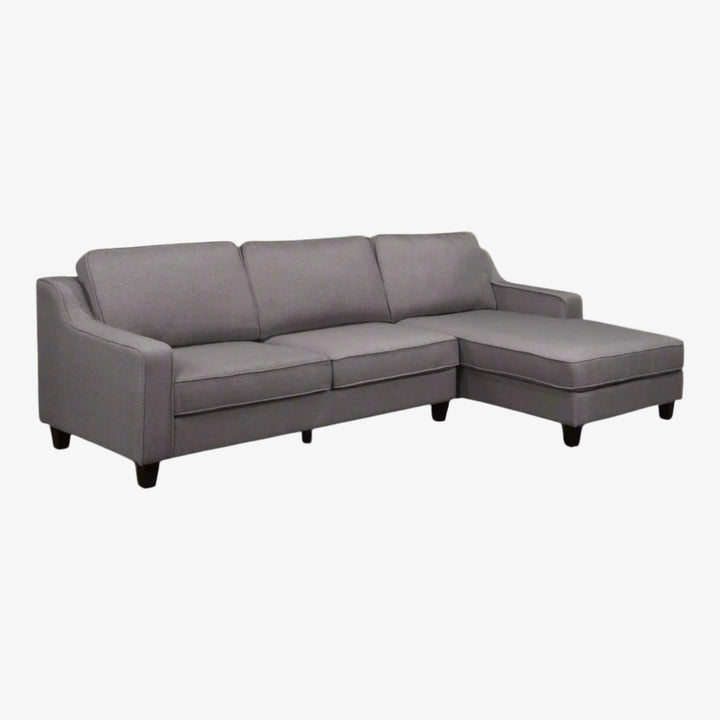 Tempo Fabric Upholstered Sectional Sofa With RHF Chaise - Grey | Modern Appeal with Enduring Comfort
