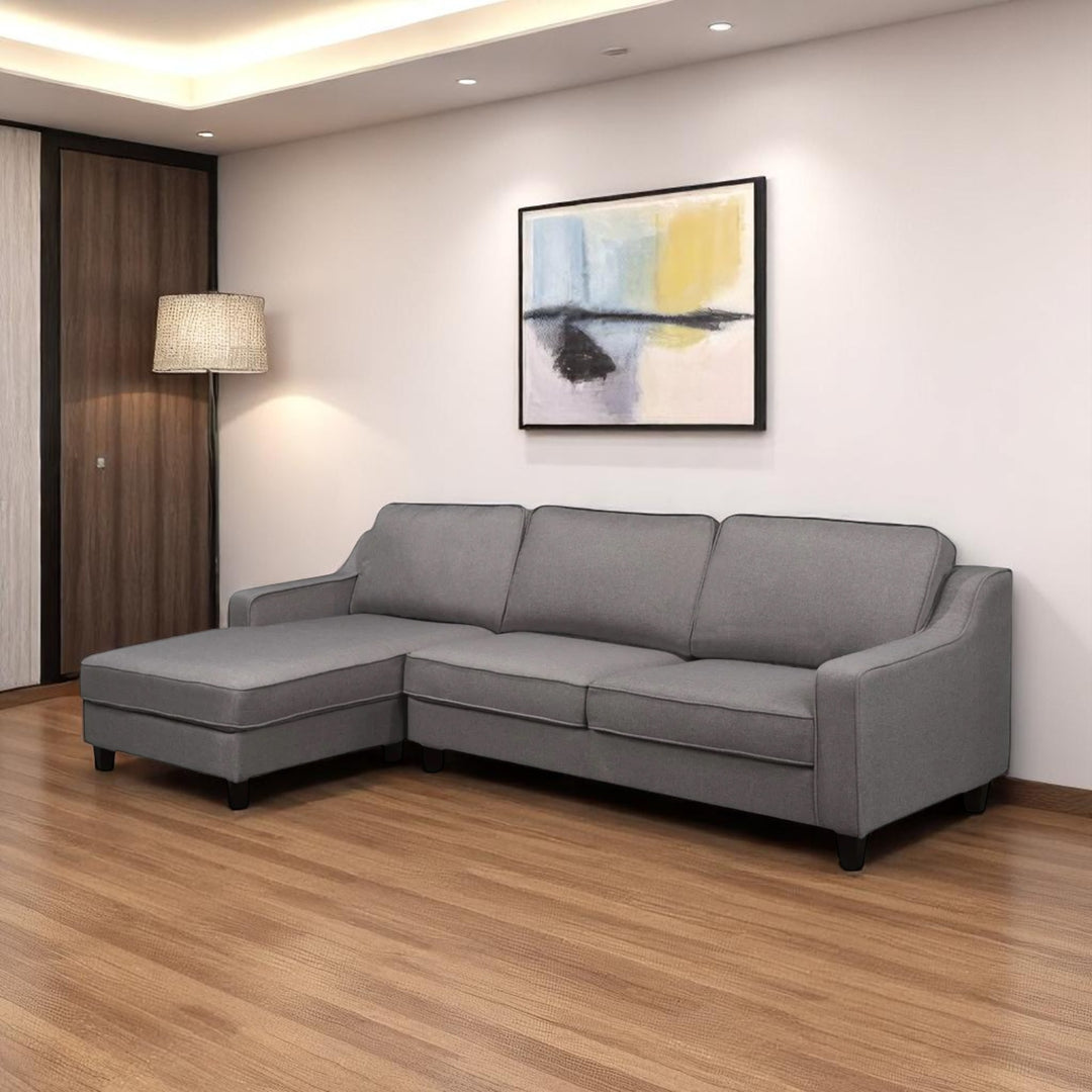 Tempo Fabric Upholstered Sectional Sofa With LHF Chaise - Grey | Modern Design with Lasting Comfort