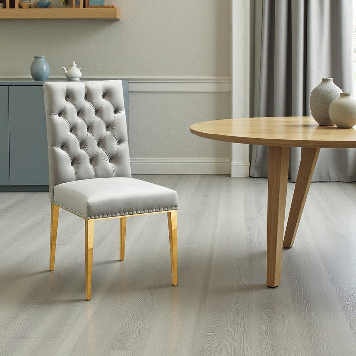 Sierra Dining Chair (Set of 2) - Grey/ Gold | Timeless, Stylish, Comfortable & Built to Last