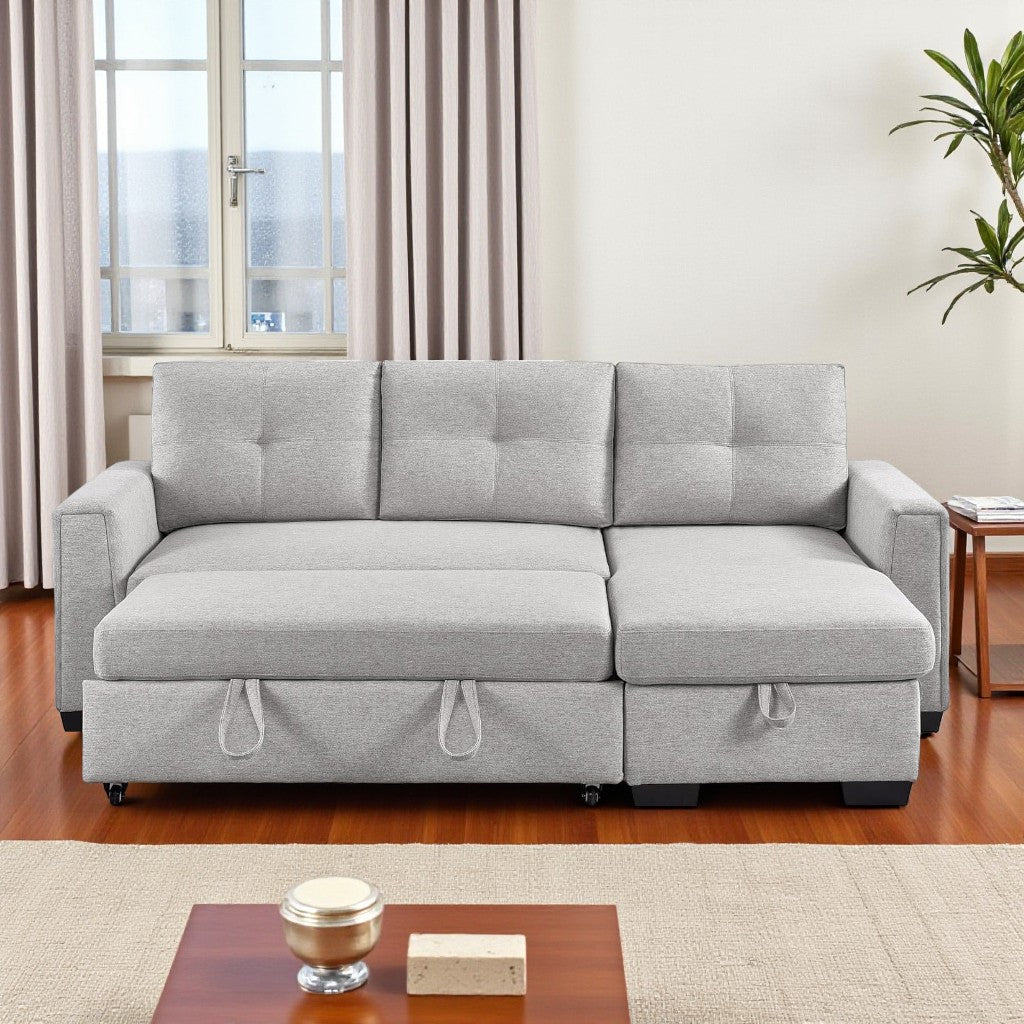 Delta Sectional Sofa Bed With Reversible Storage Chaise - Grey | Clean-Lined, Stylish & Comfortable