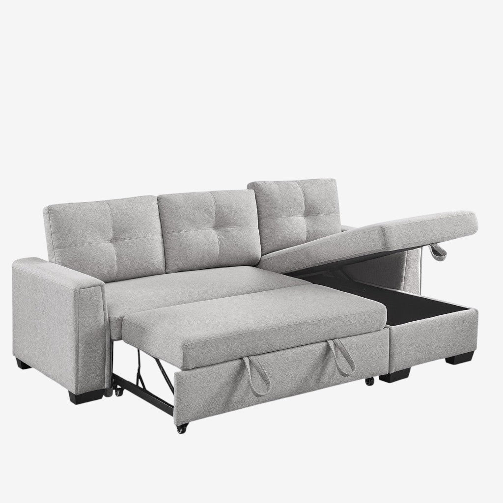 Delta Sectional Sofa Bed With Reversible Storage Chaise - Grey | Clean-Lined, Stylish & Comfortable