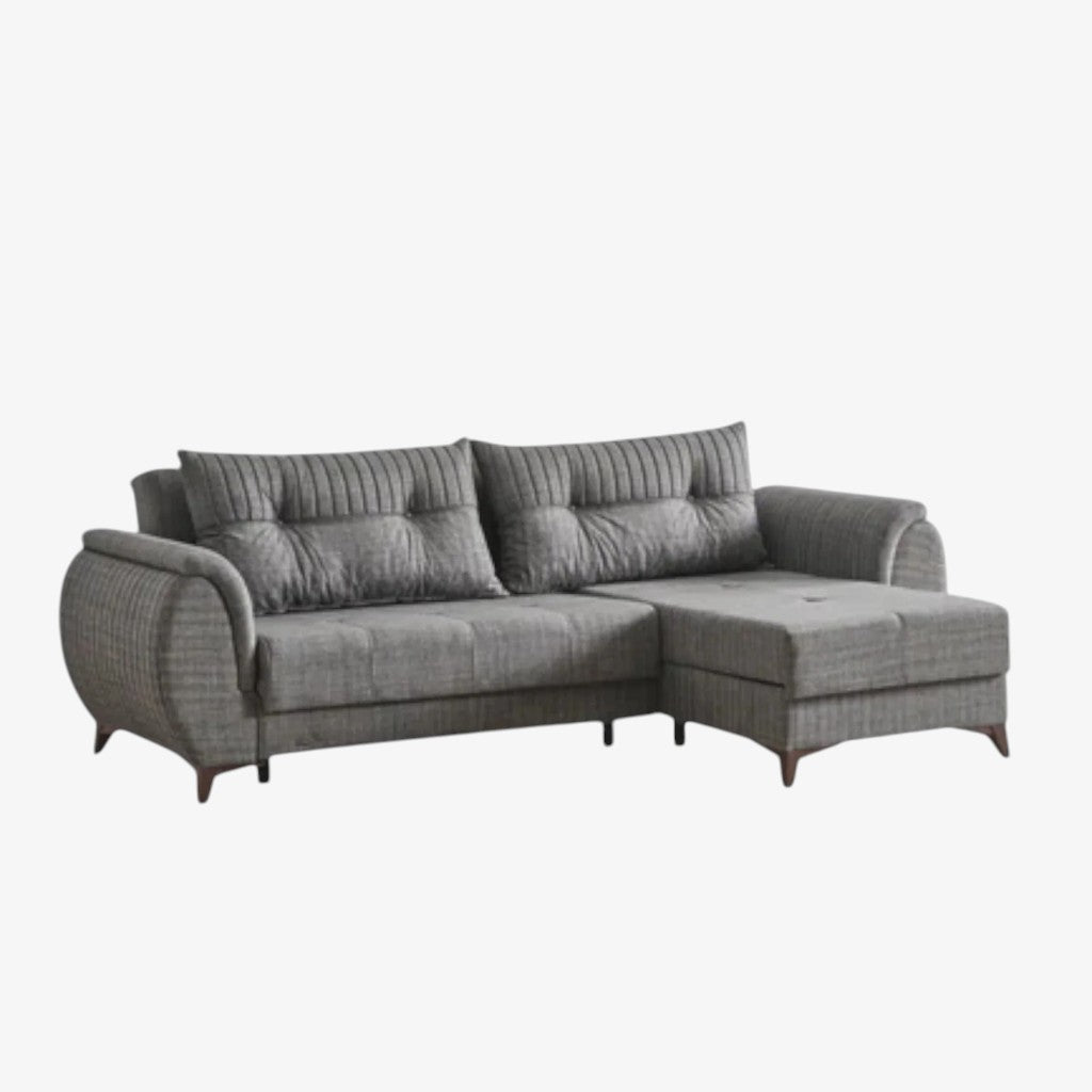 Clark Fabric Upholstered Sectional Sofa - Light Grey | Stylish, Sturdy, Reversible, Comfortable & Storage Solution