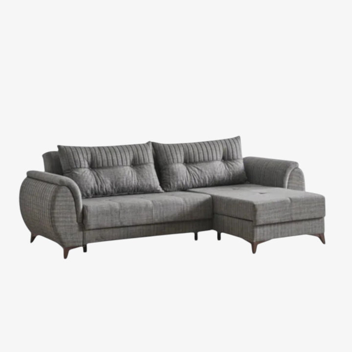 Clark Fabric Upholstered Sectional Sofa - Light Grey | Stylish, Sturdy, Reversible, Comfortable & Storage Solution