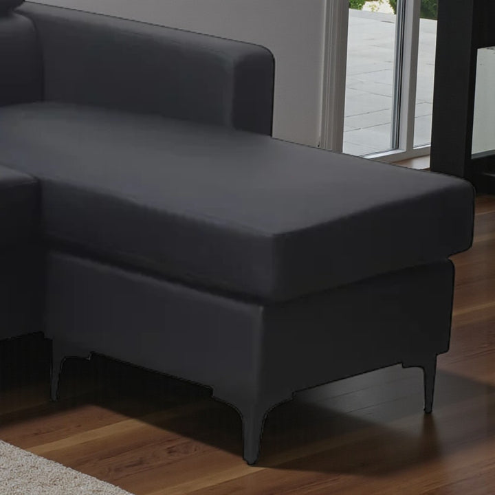 Lucent Leathaire Upholstered Sectional Sofa With Reversible Chaise - Black | Stylish, Comfortable & Built to Last