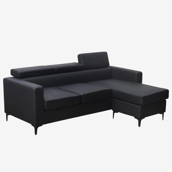 Lucent Leathaire Upholstered Sectional Sofa With Reversible Chaise - Black | Stylish, Comfortable & Built to Last