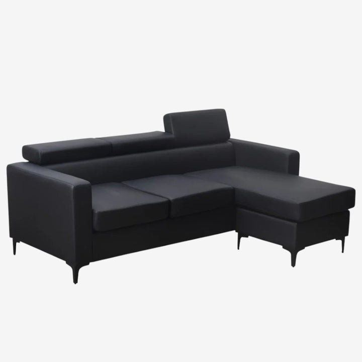 Lucent Leathaire Upholstered Sectional Sofa With Reversible Chaise - Black | Stylish, Comfortable & Built to Last