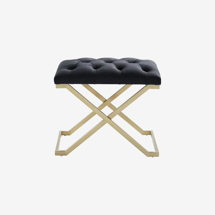 Juan Fabric Upholstered Accent Bench With Metal Base - Black/ Gold | Timless, Comfortable & Built to Last