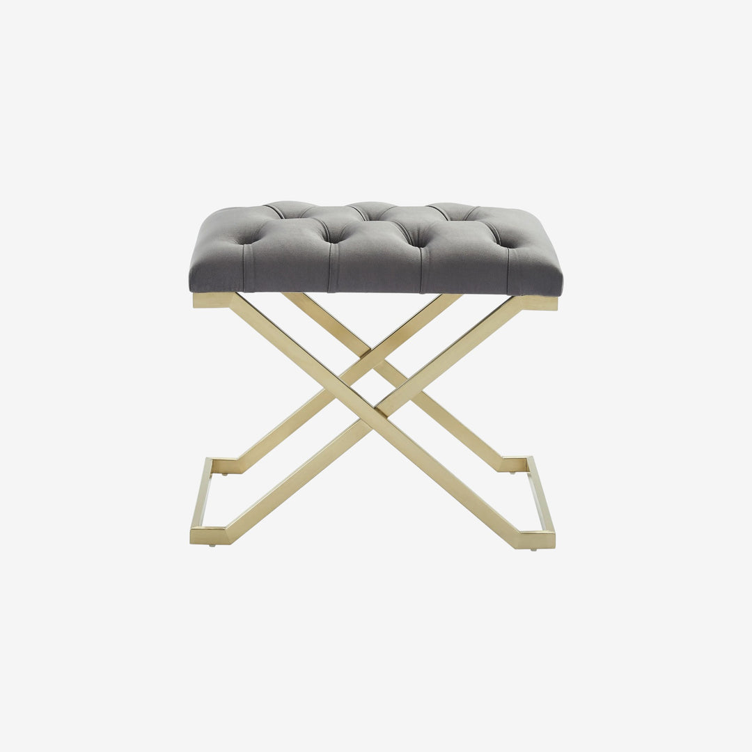 Juan Fabric Upholstered Accent Bench With Metal Base - Grey/ Gold | Timless, Comfortable & Built to Last