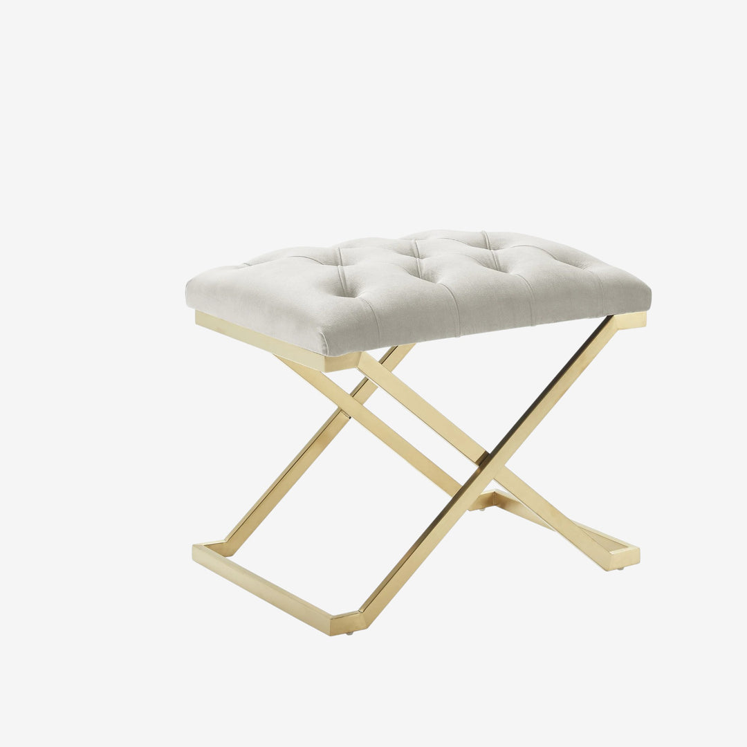 Juan Fabric Upholstered Accent Bench With Metal Base - Ivory/ Gold | Timless, Comfortable & Built to Last