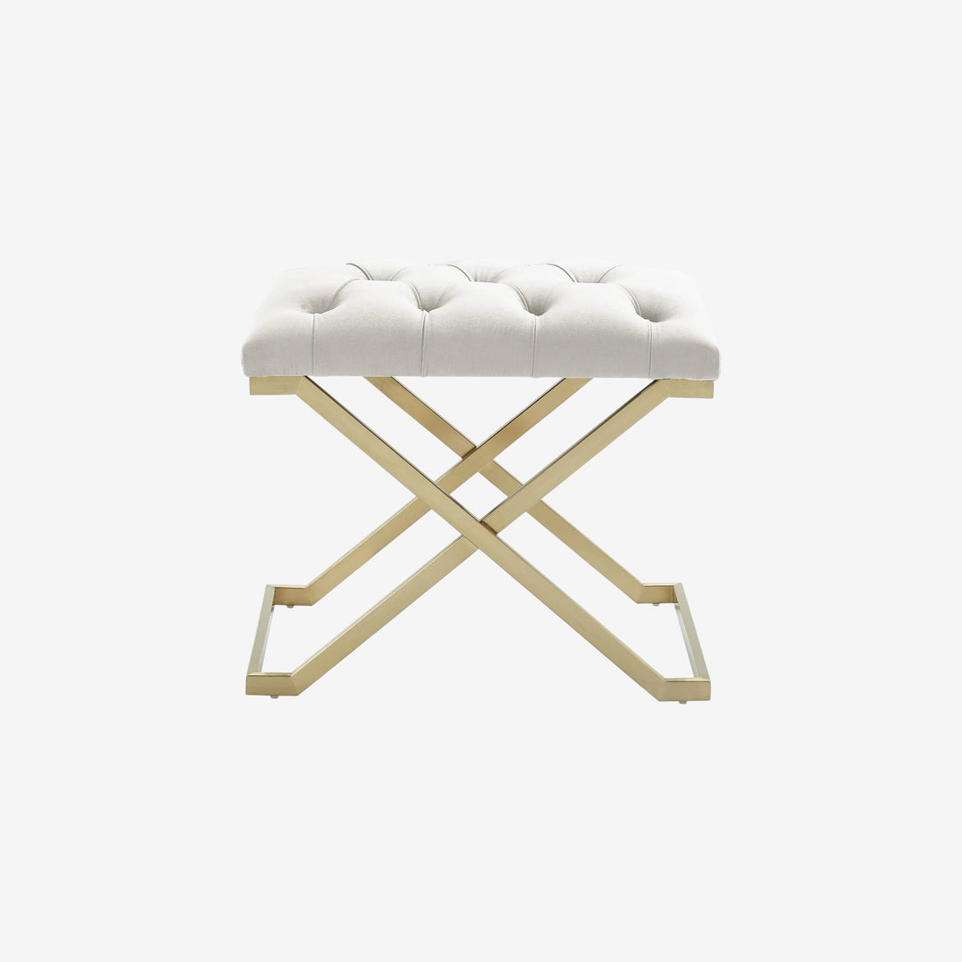 Juan Fabric Upholstered Accent Bench With Metal Base - Ivory/ Gold | Timless, Comfortable & Built to Last