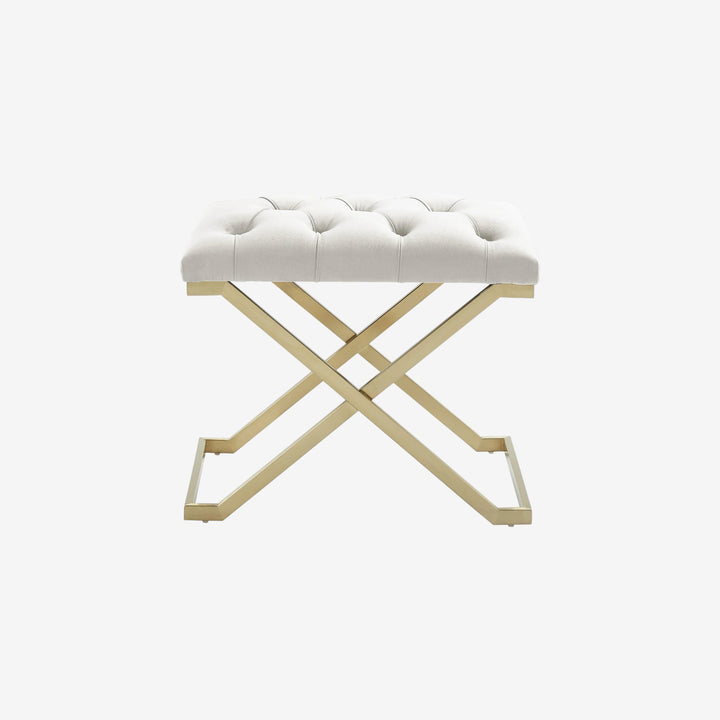 Juan Fabric Upholstered Accent Bench With Metal Base - Ivory/ Gold | Timless, Comfortable & Built to Last