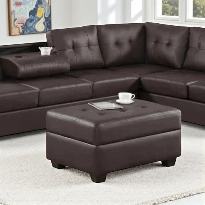 Moonwave Leather Upholstered Sectional Sofa With Reversible Chaise - Dark Brown | Timeless, Sleek & Comfortable