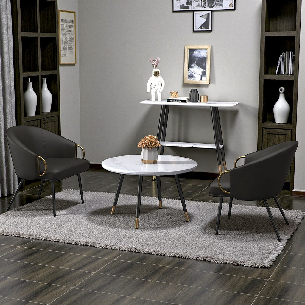 Calmora Leather Upholstered Accent Chair - Charcoal | Mid-Century Modern, Stylish, Durable & Comfortable