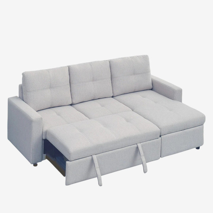 Elevon Sectional Sofa Bed in Fabric Upholstery- Grey | Reversible, Storage Chaise & USB Charging