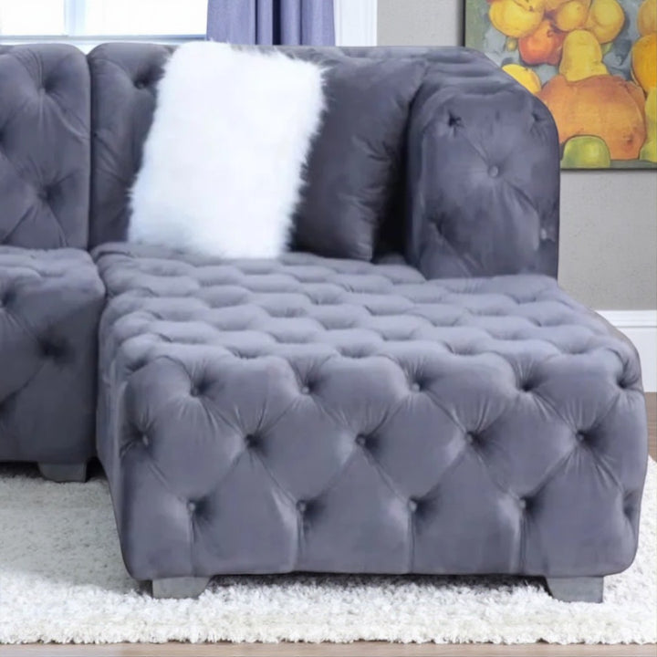 Supreme 3-Seater Sectional Sofa in Fabric Upholstery - Grey | Available In LHF/ RHF Configuration