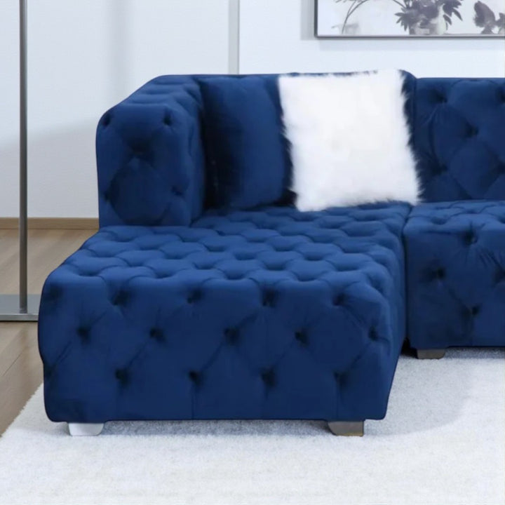 Supreme 3-Seater Sectional Sofa in Fabric Upholstery - Blue | Available In LHF/ RHF Configuration