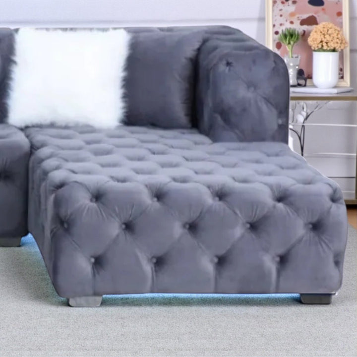 Melody Fabric Upholstered 5-Seater Sectional Sofa with Dual Corner Chaise - Grey | Stylish, Durable & Built to Last