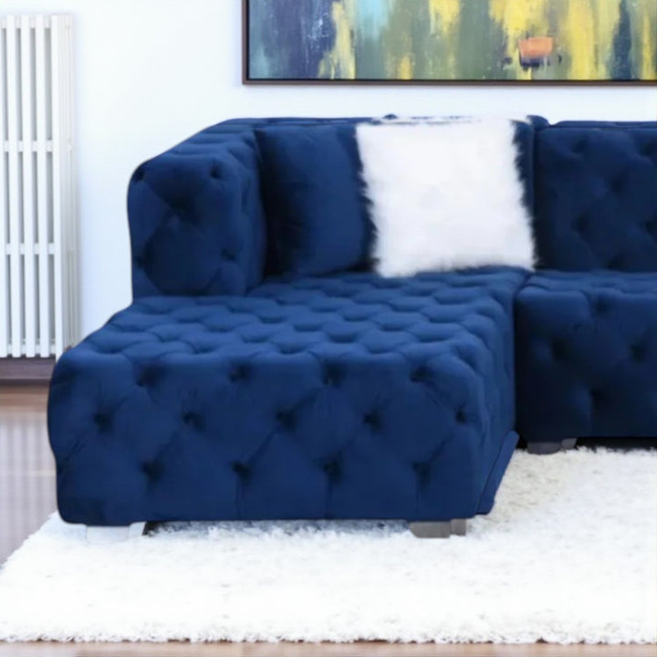Melody Fabric Upholstered 5-Seater Sectional Sofa with Dual Corner Chaise - Blue | Stylish, Durable & Built to Last