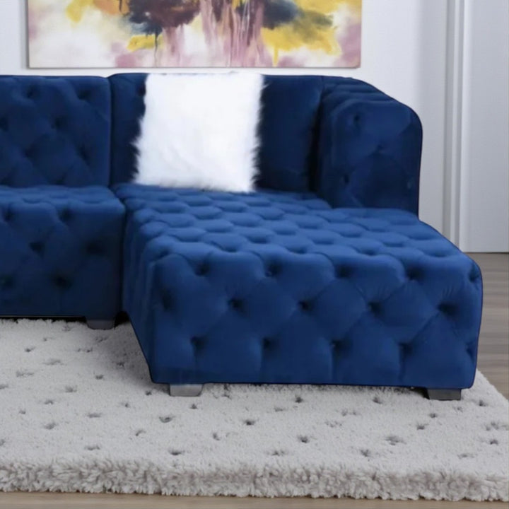 Melody Fabric Upholstered 5-Seater Sectional Sofa with Dual Corner Chaise - Blue | Stylish, Durable & Built to Last