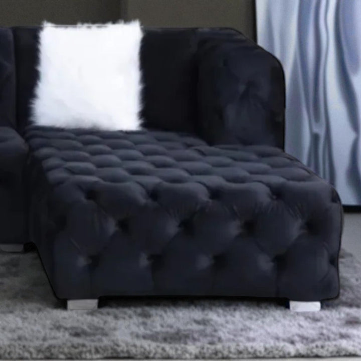 Melody Fabric Upholstered 5-Seater Sectional Sofa with Dual Corner Chaise - Black | Stylish, Durable & Built to Last