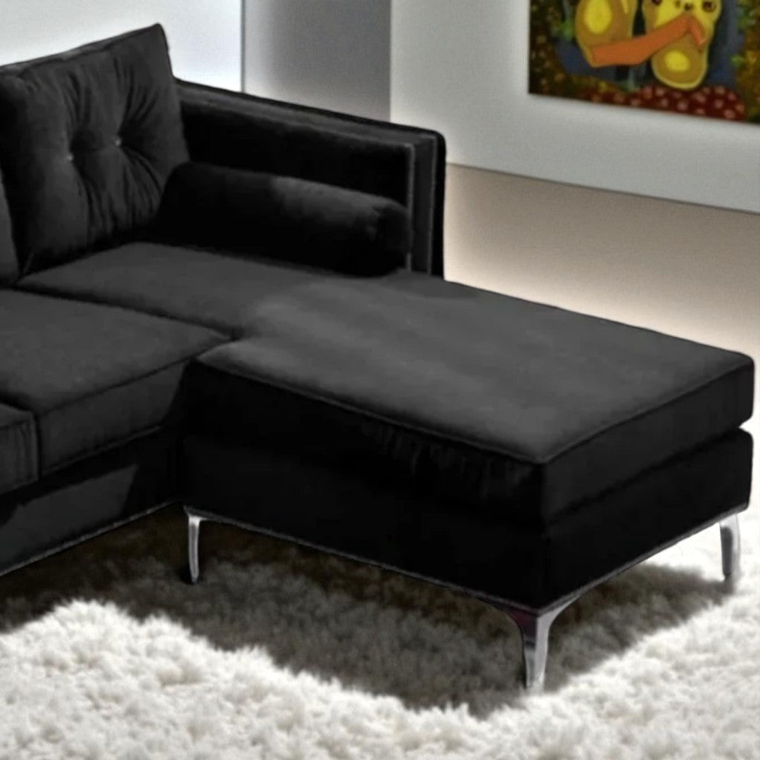 Majestic Sectional Sofa with Fabric Upholstery & Reversible Chaise - Black | Timeless, Sleek & Comfortable
