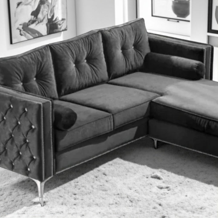 Majestic Sectional Sofa with Fabric Upholstery & Reversible Chaise - Grey | Timeless, Sleek & Comfortable