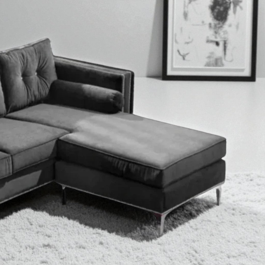 Majestic Sectional Sofa with Fabric Upholstery & Reversible Chaise - Grey | Timeless, Sleek & Comfortable