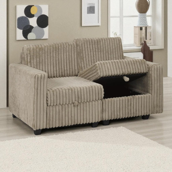 Pinewood Fabric Upholstered Sectional Sofa With Reversible Ottoman -  Brown | Timeless, Sleek & Comfortable