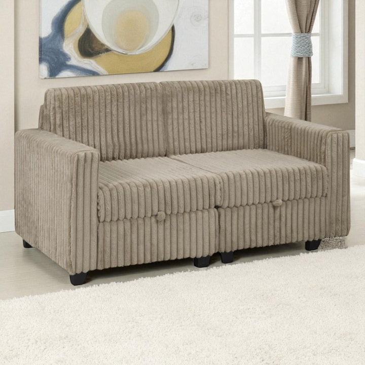 Pinewood Fabric Upholstered Sectional Sofa With Reversible Ottoman -  Brown | Timeless, Sleek & Comfortable