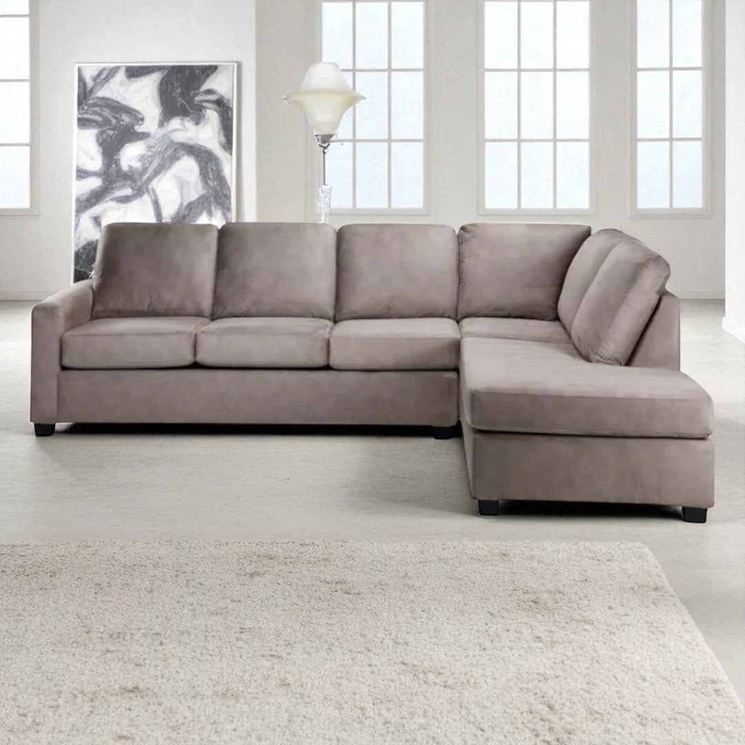 Linex 2-Piece Fabric Upholstered Sectional Sofa with Reversible Chaise - Beige | Available In LHF/ RHF Configuration