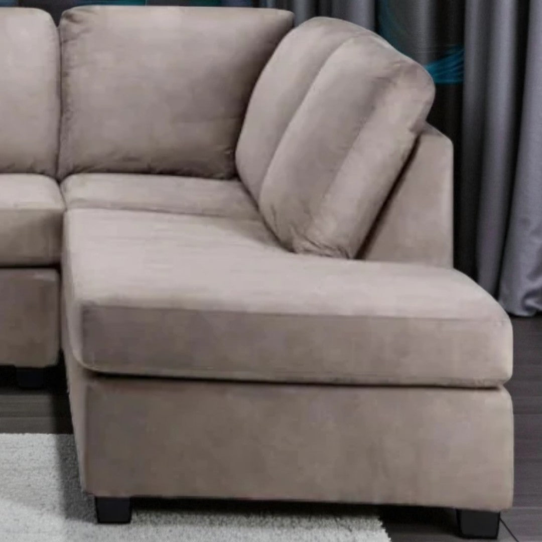 Linex 2-Piece Fabric Upholstered Sectional Sofa with Reversible Chaise - Beige | Available In LHF/ RHF Configuration