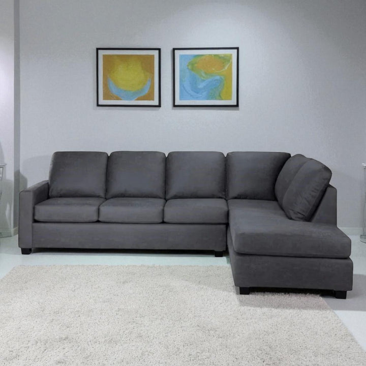 Linex 2-Piece Fabric Upholstered Sectional Sofa with Reversible Chaise - Grey | Available In LHF/ RHF Configuration